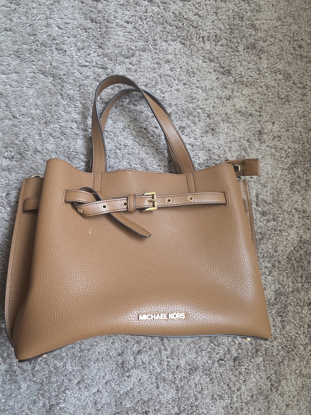 Michael Kors Caramel Leather Tote with Gold Hardware